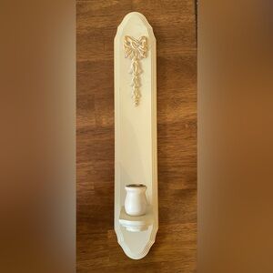 Wooden Candle Sconce w/ Metallic Bow Detail